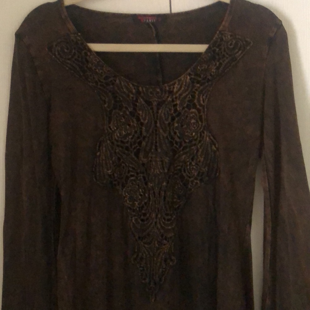 Woman’s rare Y2k boho witchy bell Sleeves Elegant Brown Women's Top - Picture 2 of 10